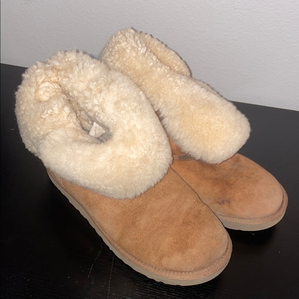 UGG Tan Fluffy Lined Slippers